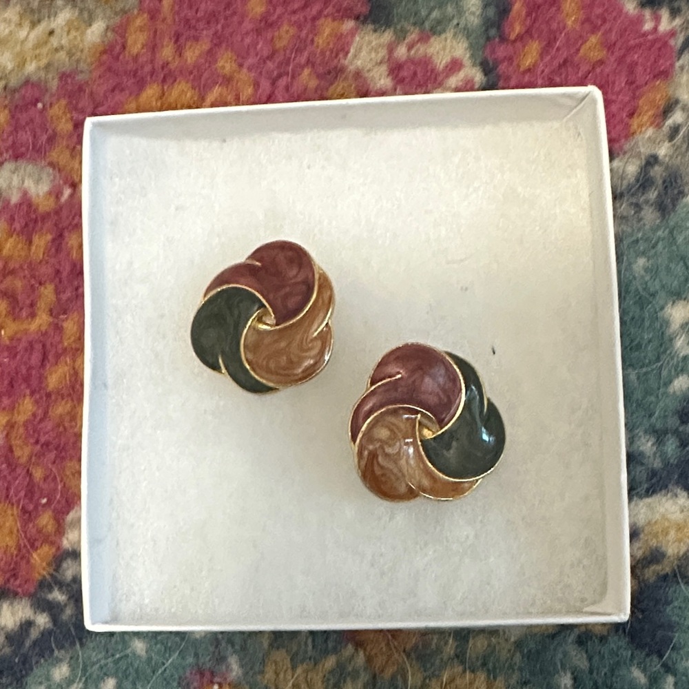 Vintage Elegant Multicolor Knot clip on earrings